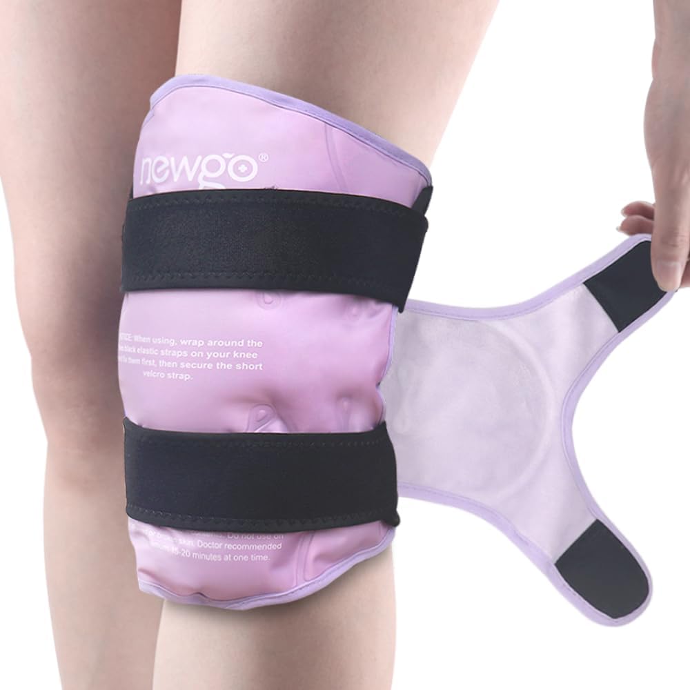 Pacchetto ghiaccio NEWGO per la chirurgia di sostituzione del ginocchio, pacchetto freddo riutilizzabile del gel intorno all'involucro intero del pacchetto di ghiaccio del ginocchio per lesioni, mentore, ACL, gonfiamento - viola