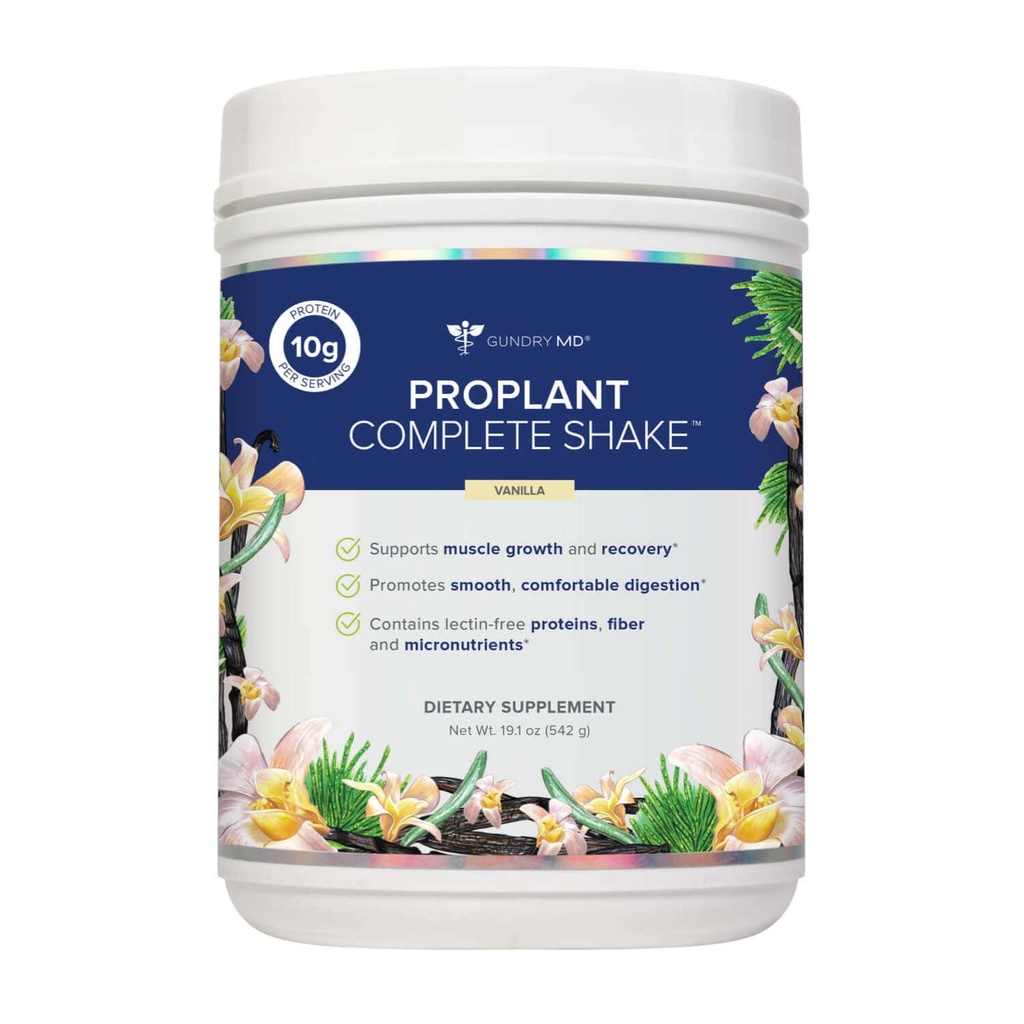 Gundry MD® Pro Plant Complete ShakeTM Mélange de protéines végétales à haute fibre, 20 portions (Vanilla)
