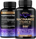 Niacinamide 500 mg - Supplément sans flush de vitamine B3 Niacinamide - Skin clair et antioxydant sain - avec Zinc et vitamine C - Laboratoire testé, végétalien et non-OGM - Fabriqué aux États-Unis - 120 capsules