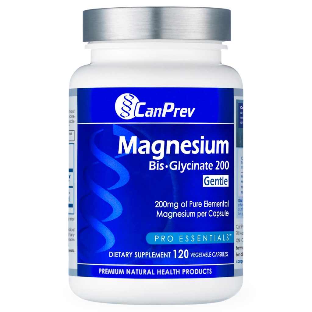 CanPrev Magnesium Bis-Glycinate Gentle 200mg, 120 V-Caps 120-Tage-Versorgung - Pure Elemental Magnesium Supplement, unterstützt Knochen und Muskelfunktion, Sanft auf Stomach, Perfekt für tägliche Magnesiumbedarf