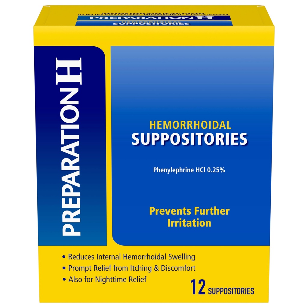 Vorbereitung H Hämorrhoid-Suppositorien für Juckreiz und Discomfort Relief - 12 Count (Pack von 1)