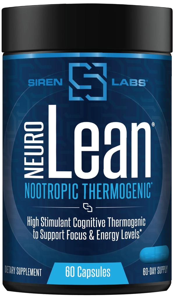 Siren Labs Neuro Lean Thermogénique concentré pour la santé, la perte d'eau, l'énergie et le focus - 60 capsules