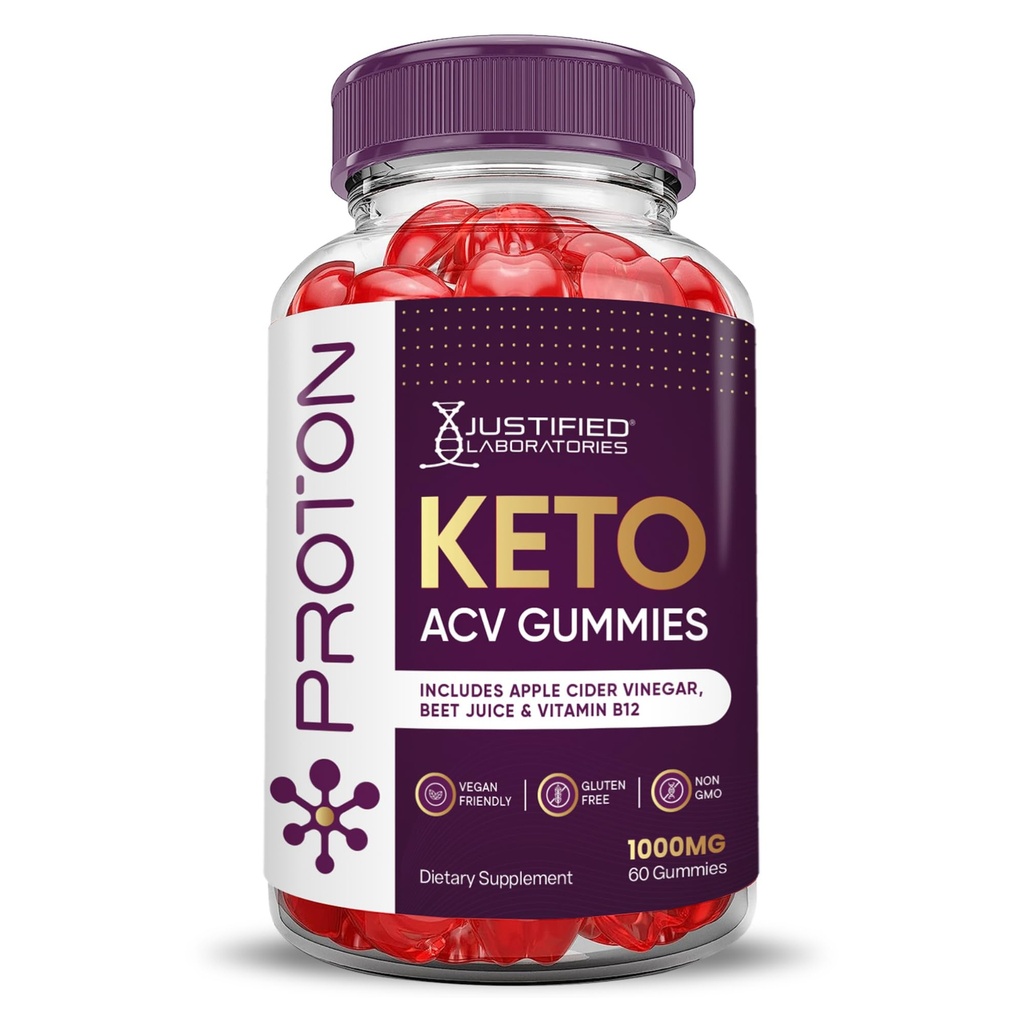 Justified Laboratories Proton Protein Keto ACV Gummies Advanced Formula 1000MG Proton Keto Gummies Apple Cider Vinegar Boost Formulato con Pomegranate Beet Juice Powder B12 Vegan Non GMO 60 Gummys