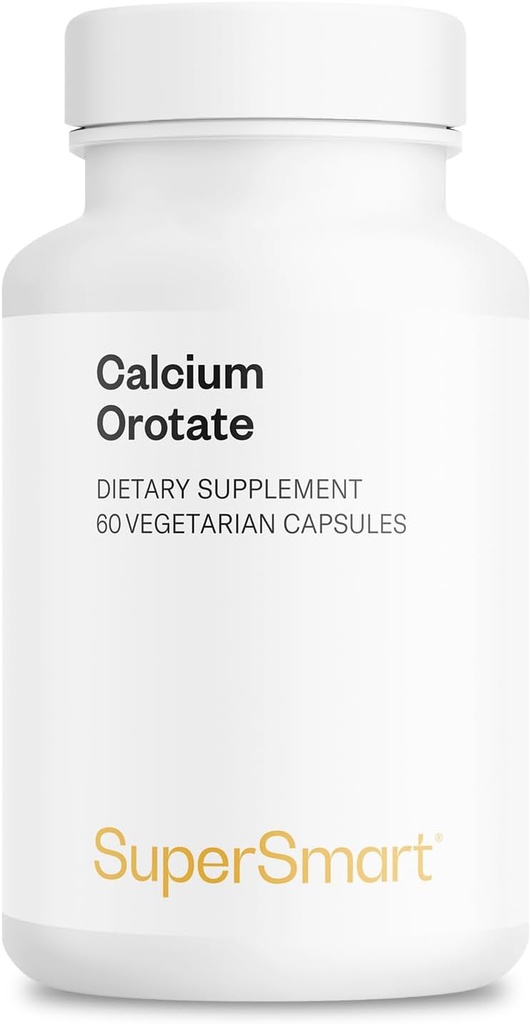 SuperSmart - Kalzium Orotat mit Magnesium Orotat 9:1 (Highly Bioavailable) - Advanced Teeth & Bones Strength Supplement | Non-GMO & Gluten Free - 60 Vegetarische Kapseln