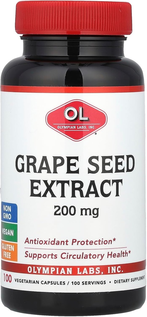 Olympians Labs Extrait de graines de raisin, 200 mg, 100 capsules végétariennes