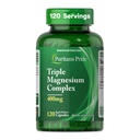 Complexe triple magnésium Pride de Puritan avec oxyde de magnésium, aspartate et citrate 400mg, supplément alimentaire pour les muscles, le coeur, le nerf et le soutien des os, 120 capsules à libération rapide