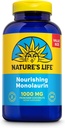 Nature's Life Monolaurin 1000 mg, Nourishing Monolaurin von Natural Raw Coconut, Immun Support Supplement, Gut Health, Balanced Gut Flora, 60-Day Garantie, 125 Servietten, 250 vegetarische Kapseln
