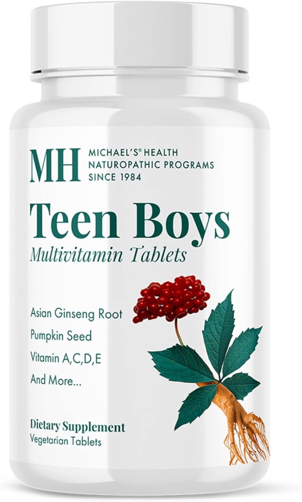 MICHAEL'S Health Naturopathic Programmi adolescenti - 60 compresse vegetariane - Supplemento giornaliero di Multivitamina - Kosher - 30 Serve