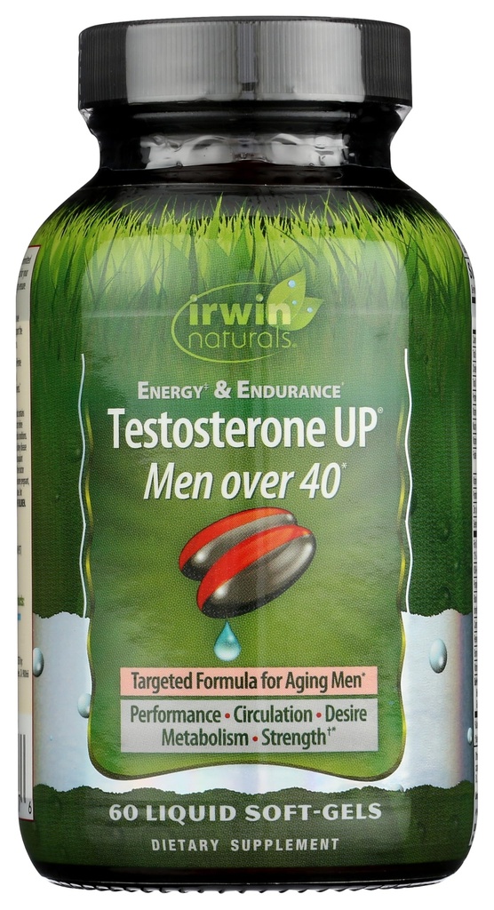 Irwin Naturals Energy '&' Endurance Testosterone Up Uomo Oltre 40 60 Sgels