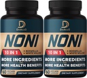 10in1 Noni Capsule - 4 mesi di fornitura con sambuco, boswellia, curcuma, zenzero e altro ancora - Supporto muscolare, giunto, digestivo e immunitario - 2 confezioni di 60 capsule vegane, non OGM & Gluten-Free