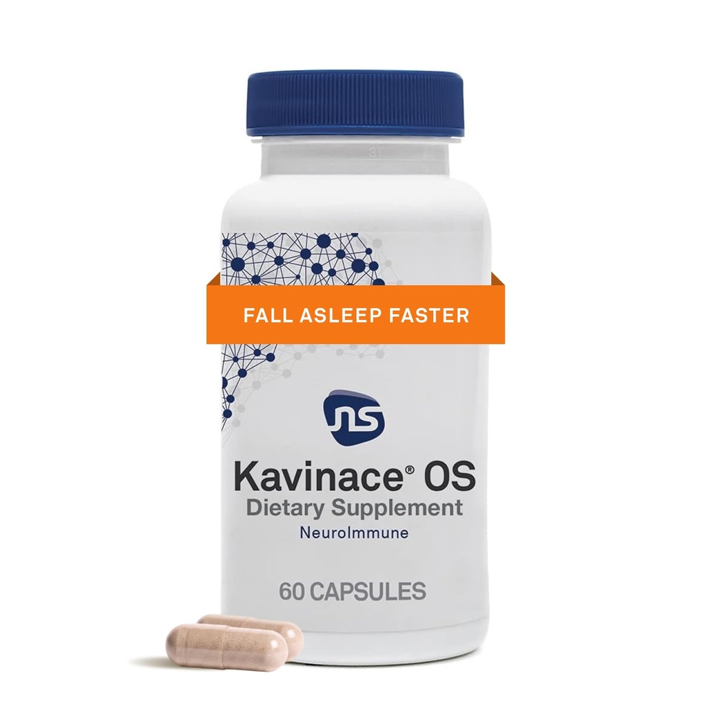 NeuroScience Calm Sleep Aids for Adults - Kavinace OS - Soothing Neuro Immune Support Supplement with L Theanine & 5mg Melatonin - Quick Relief from Sleeplessness After Just One Dose (60 capsule)