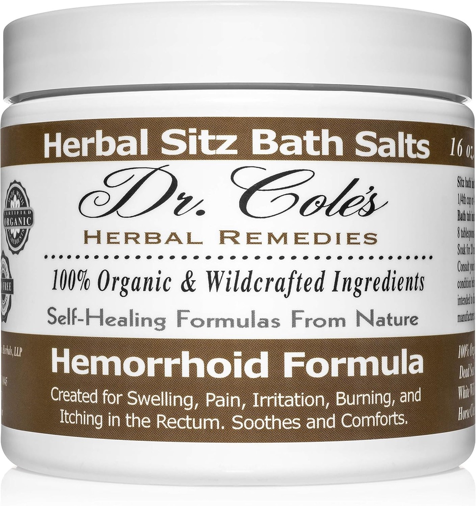 Dr. Coles Kräutersitz Bad Soak – Bio pflanzenbasierte Badesalze für Komfort und Entspannung – Sanfte, natürliche Formel – (Weiß)