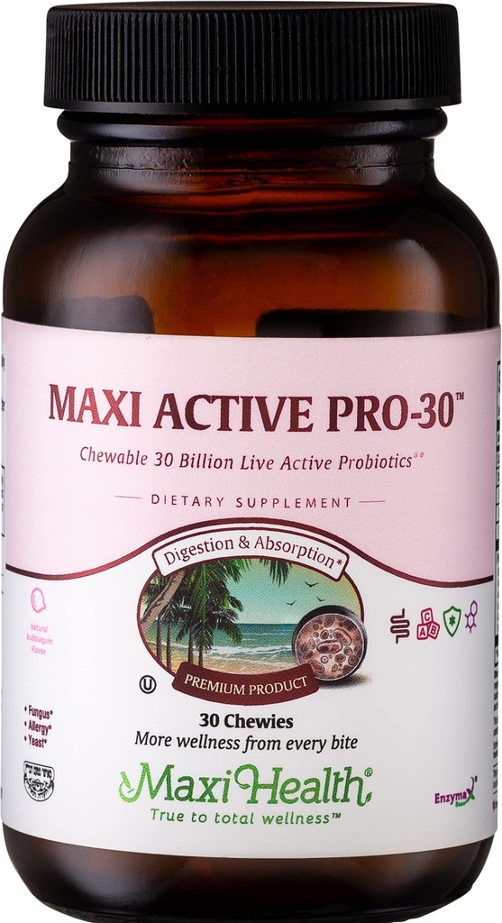 Maxi Active Pro-30TM Chewable Tablets Bambini amichevole Bubble Gum Flavor