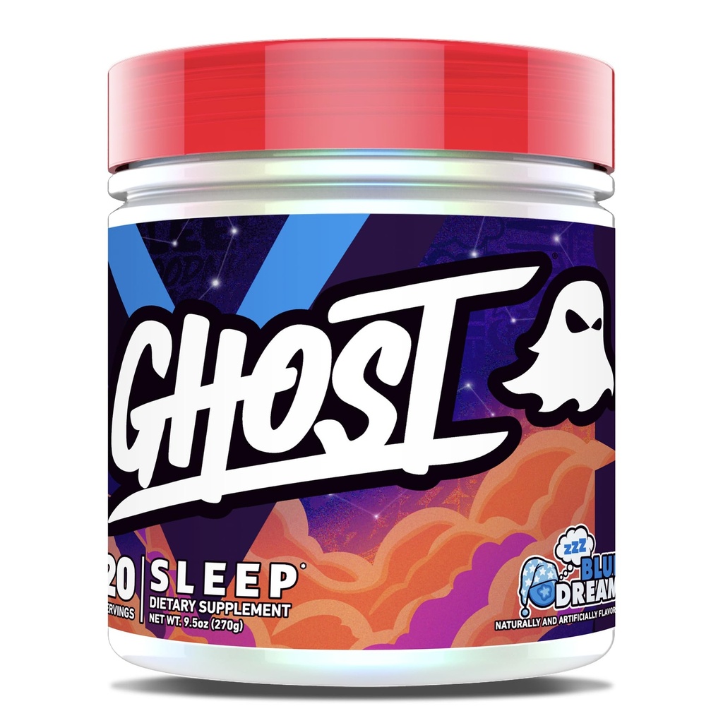 Integratore alimentare GHOST Sleep, Blue Dream - Recupero e Riposo con ingredienti Premium Compresi Melatonina, Colostrum & Ashwagandha – Supporta la qualità del sonno - Gluten-Free & Sugar-Free