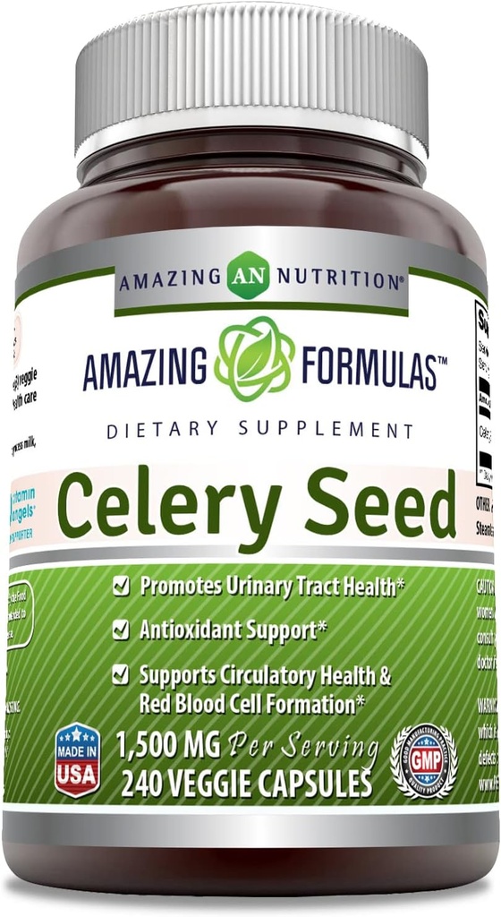 Erstaunliche Formeln Celery Seed Extract Supplement | 1500 Mg | 240 Veggie Kapseln | Non-GMO | Gluten-Free | Made in USA