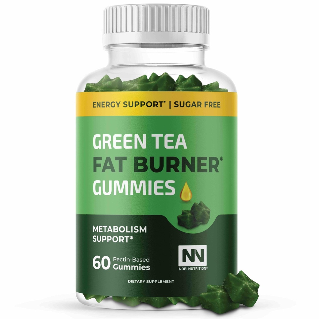 Green Tea Fat Burner Gummies per la perdita di peso | Metabolismo Boost & Appetite Suppressant con Green Coffee Bean e Garcinia Cambogia | Pillole per bruciare il grasso della pancia per le donne & uomini di Nobi Nutrition