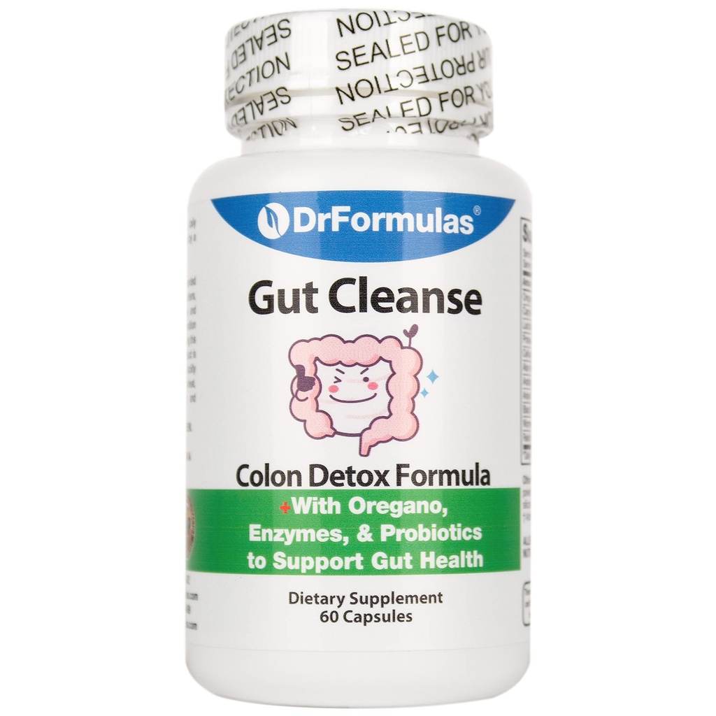 DrFormulas Gut Cleanse für Frauen, Männer, Kinder mit Nexabiotic Probiotics, Oregano, Verdauungsenzyme, 60 Kapseln (Not Cream)