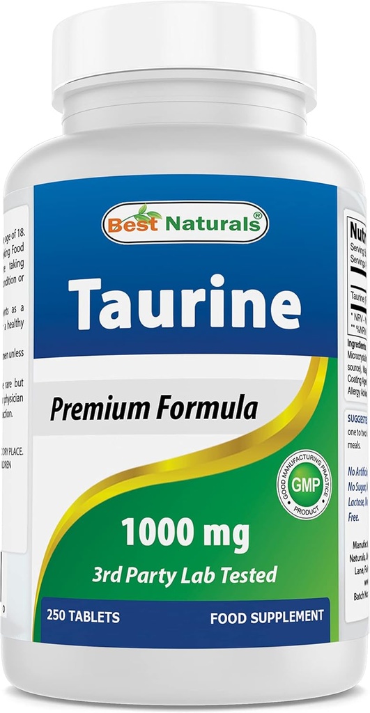 Best Naturals Taurine 1000 mg 250 Tabletten - Unterstützt Augengesundheit, Gesunde zelluläre Aktivität & Herz-Kreislauf-Gesundheit