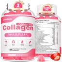 2 pacchi di collagene per uomini donne, collage idrolizzato Peptide tipo I,II,III,V,X con biotina, vitamina C A B D E per unghie dei capelli della pelle J0ints, Immunity Energy Digestion, Sugar Free, 120 Count