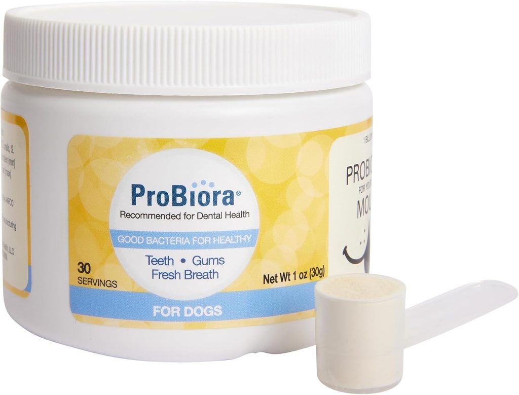 Probiora per cani | Supplemento probiotico per la cura orale | Probiotici per animali domestici per ridurre il cattivo respiro | Supplemento nutrizionale per la salute dentale | 30 Serve (Jar)