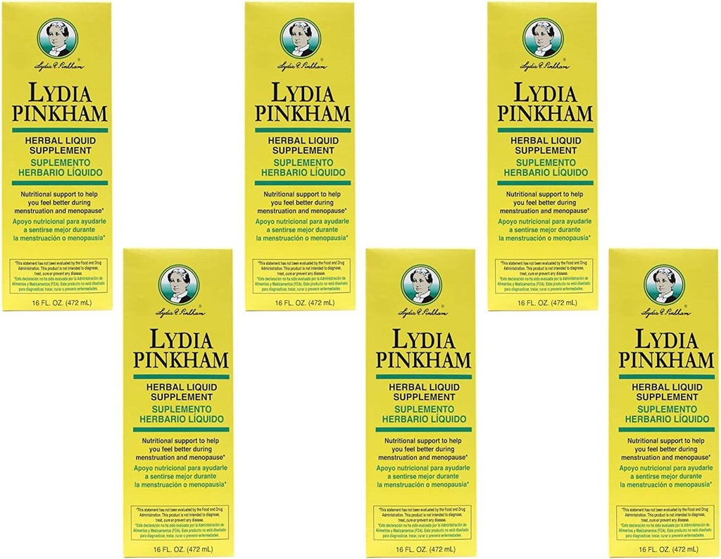 Lydia Pinkham Herbal Liquid Supplemento 16 oz (Pacchetto di 6)