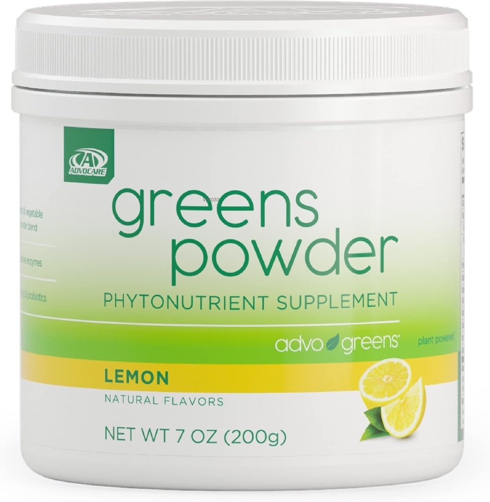 AdvoCare Greens Powder Phytonutrient Supplement - Supporta la salute digestiva con antiossidanti, prebiotici e probiotici* - Include Broccoli Powder, Carrot Powder & More - Lemon, 7 oz
