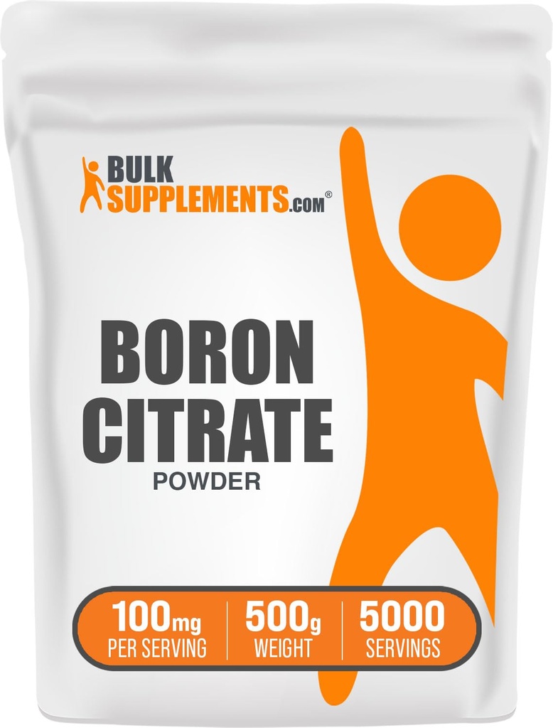 BulkSupplements.com Boron Citrate Powder - Boron Supplement für Männer & Frauen, Lebensmittelklasse - für Knochen & Gelenke Unterstützung, 100mg pro Servierung, 500g (1.1 lbs) (Pack von 1)