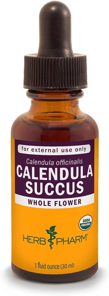 Herb Pharm Certified Organic Calendula Succus Liquid Topal Extract for Minor Pain Support - 1 Ounce