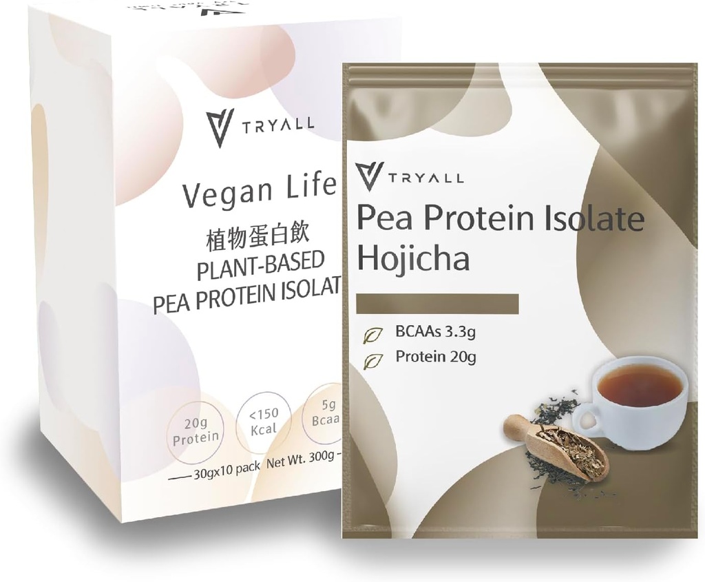 Isolato di polvere di proteine della pea della pianta di TRYALL (20g di proteine) Sachet di viaggio (Hojicha, 10 pacchetti)
