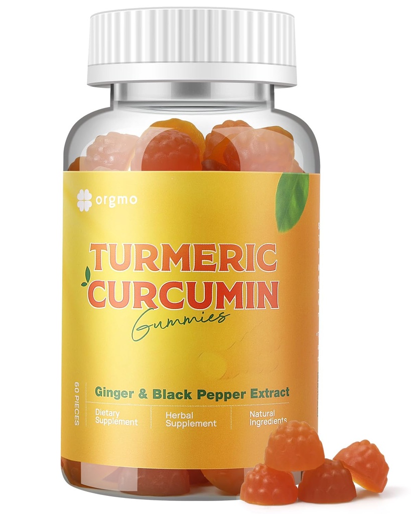 Kurkuma-Gummien mit schwarzem Pfeffer für Entzündungen, Kurkuma und Ingwer-Ergänzung für Immungelenk-Unterstützung, Sugar Free Curcumin Ginger Gummies für Erwachsene Vegan Non-GMO
