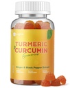 Kurkuma-Gummien mit schwarzem Pfeffer für Entzündungen, Kurkuma und Ingwer-Ergänzung für Immungelenk-Unterstützung, Sugar Free Curcumin Ginger Gummies für Erwachsene Vegan Non-GMO