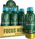 Ginjuice Decaf Brain Support Shot, Gluten Free Supplement Shots for Energy & Focus, Bevande salutari con Alpha GPC, Vitamina B & Decaffeinated Green Tea Leaf, Peach Mango, 2.5 fl oz, 12 Pack