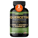 Quercetin mit Vitamin C und Zink - Nettle Quercetin - Quercetin 500mg - Quercetin mit Bromelain - Zink Quercetin + Vitamin D3 - 120 Veggie Caps - (Non-GMO, Gluten-Free, Vegan) - 2 Monate Versorgung