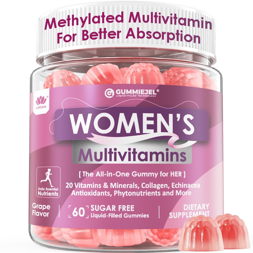 Multivitaminico femminile con ferro, biotina 2500mcg, collagene, cheratina, vitamine quotidiane A C D E Folate, B Complex, Multivitamina metilata per l'energia di sostegno delle donne, bellezza, immunitario, zucchero libero, 60 Conte