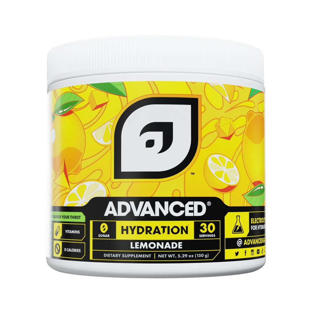 Advanced Hydration High-Performance Elektrolyt-Getränk-Mix mit B Vitaminen für All-Day Hydration - Koffeinfrei, Zero Calories, Sugar Free, & Keto Friendly - (30 Servierungen, Lemonade)
