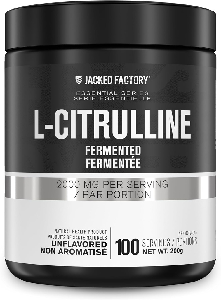 Jacked Factory L-Citrulline - Fermented L Citrulline Pulver, Nitric Oxid Booster für erhöhte Blutfluss, Stärke und Ausdauer - 100 Servierungen, Unflavored