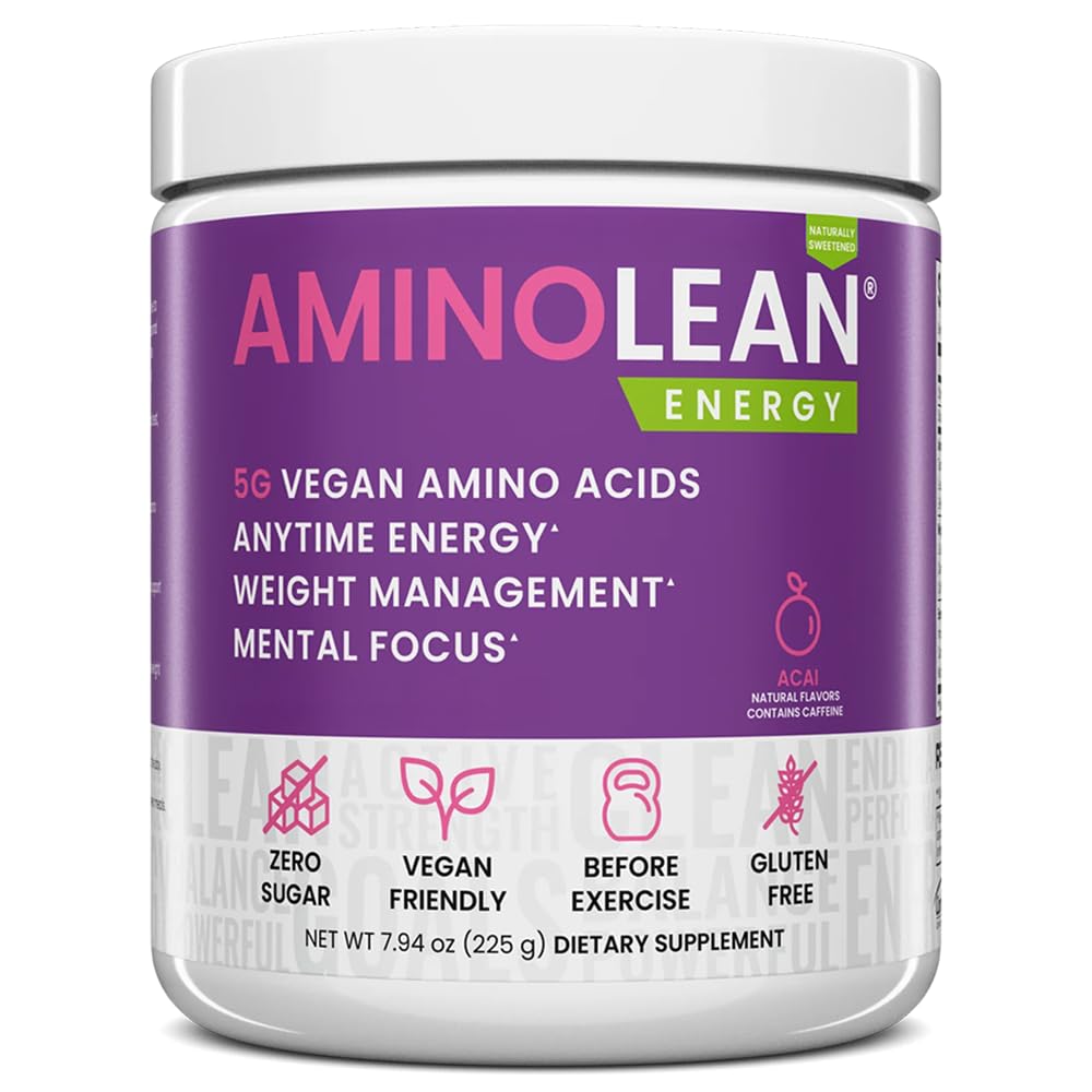 RSP NUTRITION AminoLean natürliches Vor-Workout-Pulver, Sucralose freie Aminoenergie mit keine künstlichen Farbstoffe, Vegan BCAAs und Gewichtsmanagement, Acai, 25 Serv