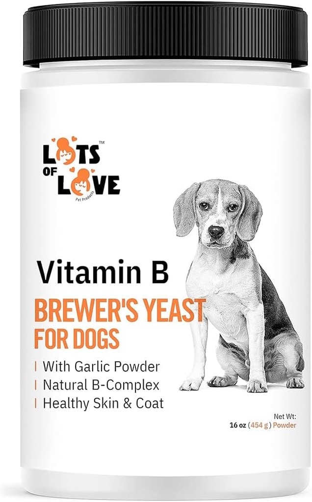Polvere di lievito di birra per cani - Aglio Aglio, Vitamina B, B-Complex naturale, Niacina & Cappotto sano (1 Pound)