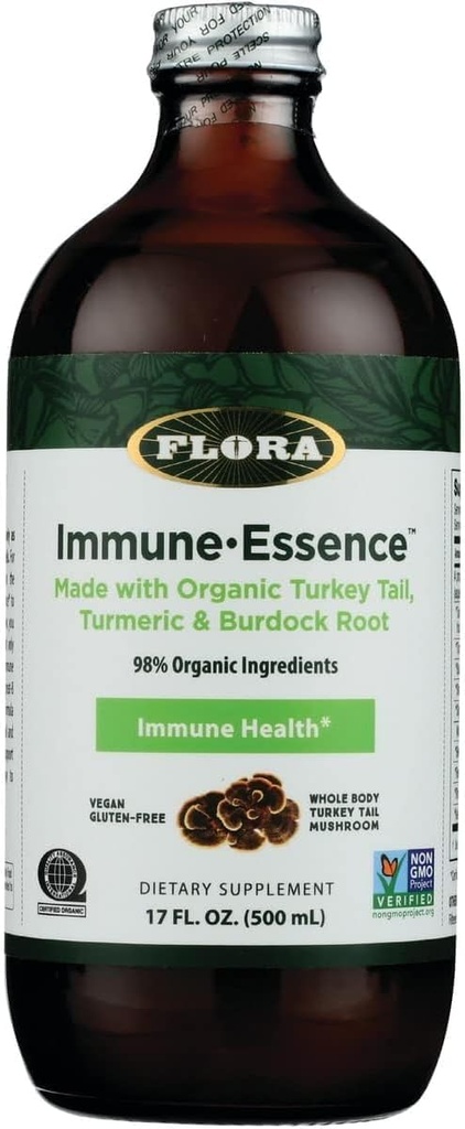 Flora Health Flor-Essence with Turkey Tail & Turmeric, Rich in Polysacchariden, 35+ phenolische Verbindungen mit Antioxidantien und Immununterstützung, 17-fl. oz. Glasflasche
