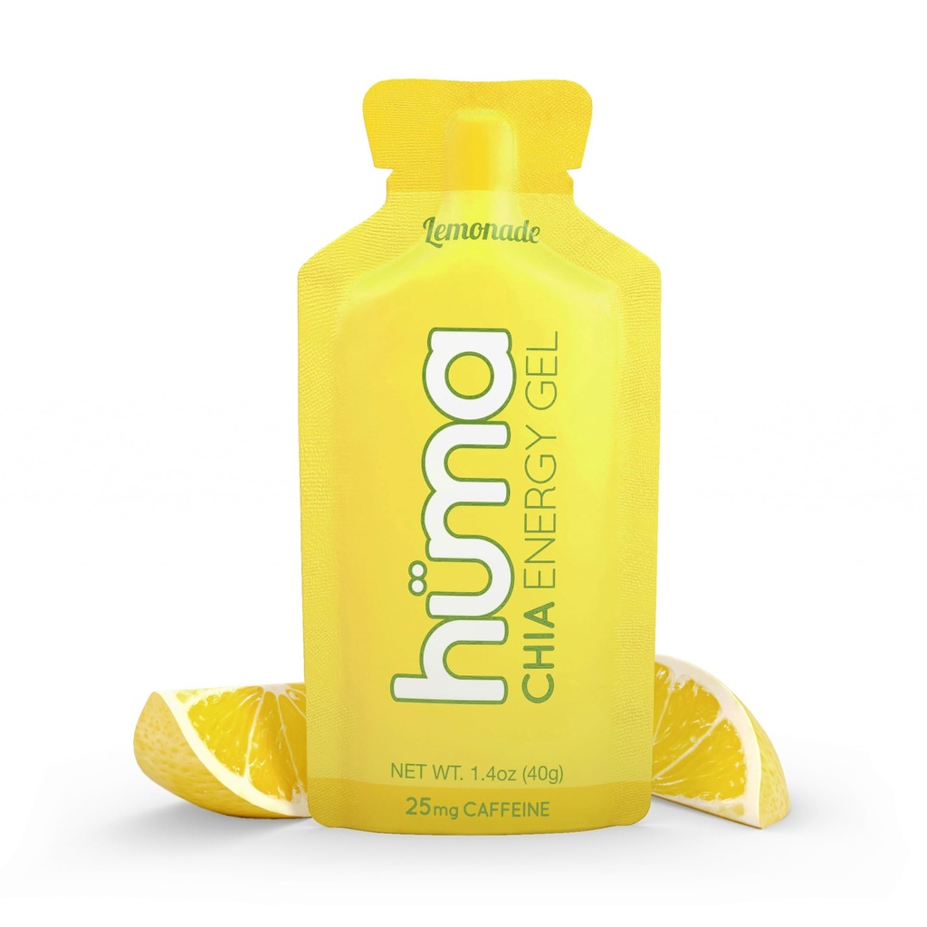 Huma Chia Gel d'énergie, Cimonade, 12 Gels, 25mg Caféine - Première nutrition sportive pour l'exercice d'endurance