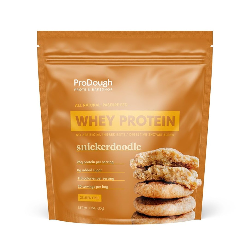 ProDough Gourmet Whey Isolate Hydrolized Protein Powder for Shake Mix- Easy Digest Enzyme Blend, 25g Protéines par portion, Ingrédients naturels, Sans gluten, Céto Friendly (Snickerdoodle)