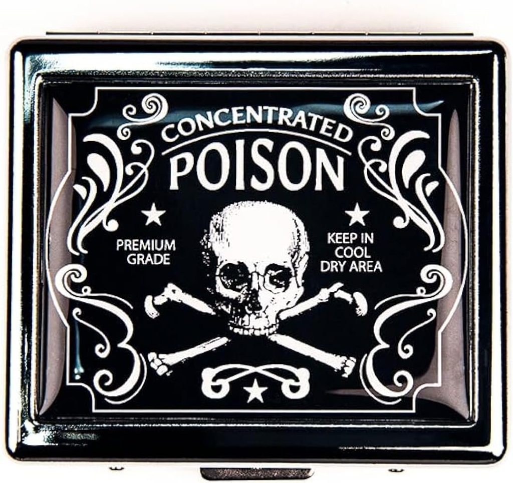 Concentrato Poison 7 giorni cromato Shiny Silver Pill Organizer con specchio interno ha 8 scomparti separati Rectangle 7 giorni Pill Box Pill Case
