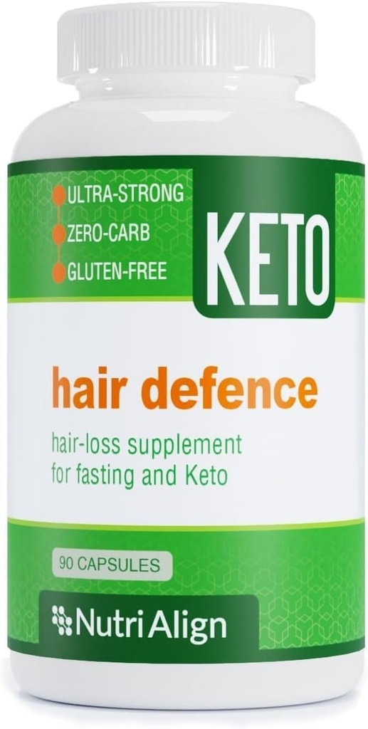 Nutri-Align Hair Defence Biotin Complex per Keto e Fasting | 90 capsule | Biotina di crescita dei capelli ad alta resistenza - 2500mcg Biotina per capsula | Vitamina A, Acido Folico & Calcium