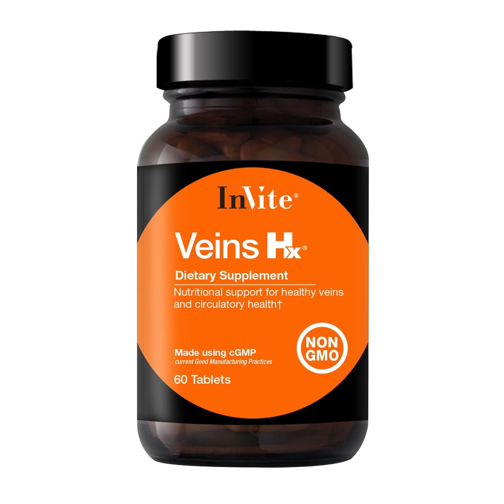 Invite Health Veins Hx® - Unterstützt Venen und Zirkulationsgesundheit - Enthält Vitamin C, Citrus Bioflavonoids, Rosskastanie Seed, Gotu Kola, Bilberry Fruit - 60 Tabletten
