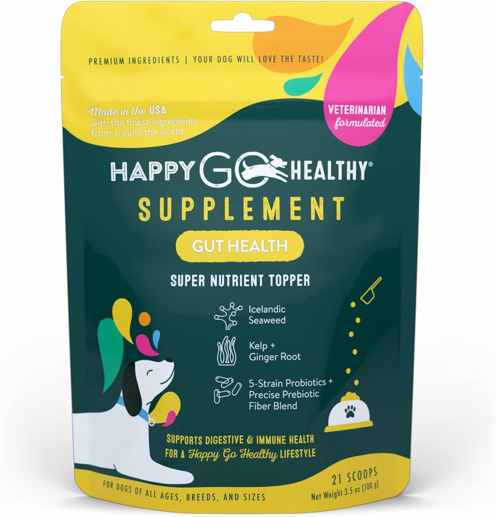 Dog Gut Health Probiotics Supplement améliore la santé digestive et le système immunitaire support pour les chiens et les chiots.