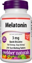 Webber Naturals Melatonin 3 mg, Easy Dissolve, 250 Tabletten, 100% Drug Free Sleep Aid for Adults, Gluten Free, Non-GMO, Geeignet für Vegetarier