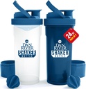 DAN RIVER 2-Pack Shaker Bottiglia | 24oz Plastic Protein Shaker & Mixer | Twist & Lock Design per Smoothies & Protein Mixs | Durable, Leak-Proof, Facile da pulire | Clear & Blue Shaker Bottiglie per palestra