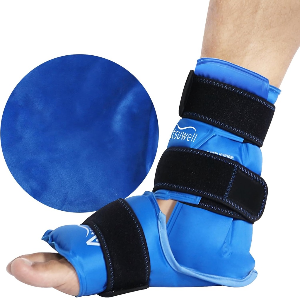 Atsuwell Knöchel Ice Pack Wrap, Wiederverwendbares Ice Pack für Knöchel, Große Gel Cold Pack Fuß für kalte Kompression, Flexibles Fersengel Pack für Männer Frauen, Entspannung