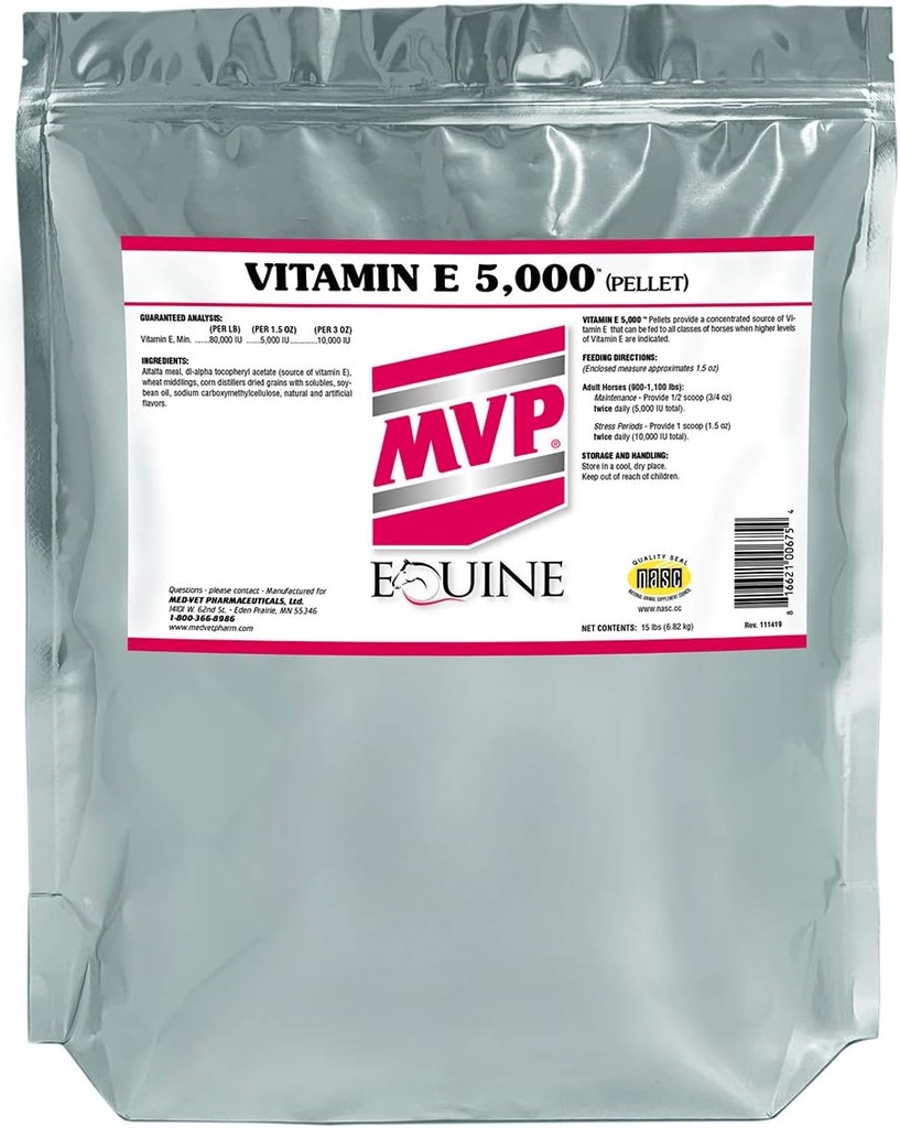 MVP Vitamin E 5,000 (15lb) Pelleted Vitamin E for Horses…