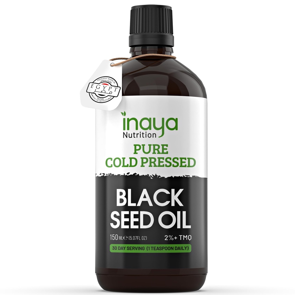Nigella Sativa Black Seed Oil – Pure Cold-Pressed mit 2% Thymoquinone | Ägyptisch Sourced | Nährstoff-Rich für allgemeine Wellness, Haare & Hautpflege | 30 Servierungen in Glasflasche